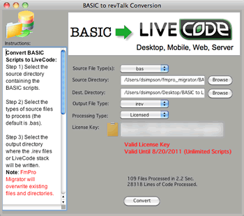 BASIC to LiveCode Window screenshot