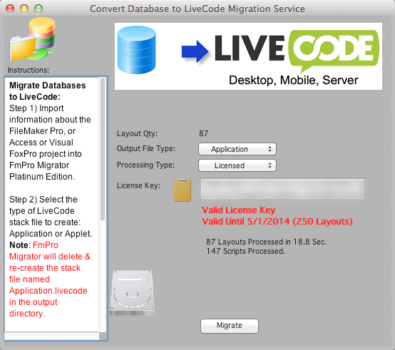 LiveCode Migration Screenshot