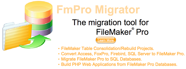 FmPro Migrator - The migration tool for FileMaker Pro. FileMaker Table Consolidation Projects, Access SQL Server to FileMaker, FileMaker to SQL Databases.