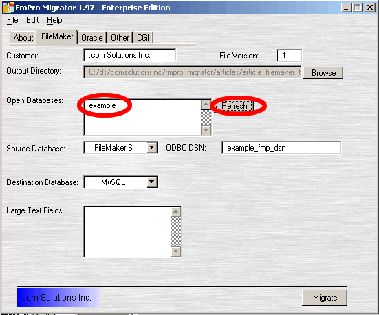 [Figure 8 - FileMaker Open Databases]. Configuring MySQL Database Parameters