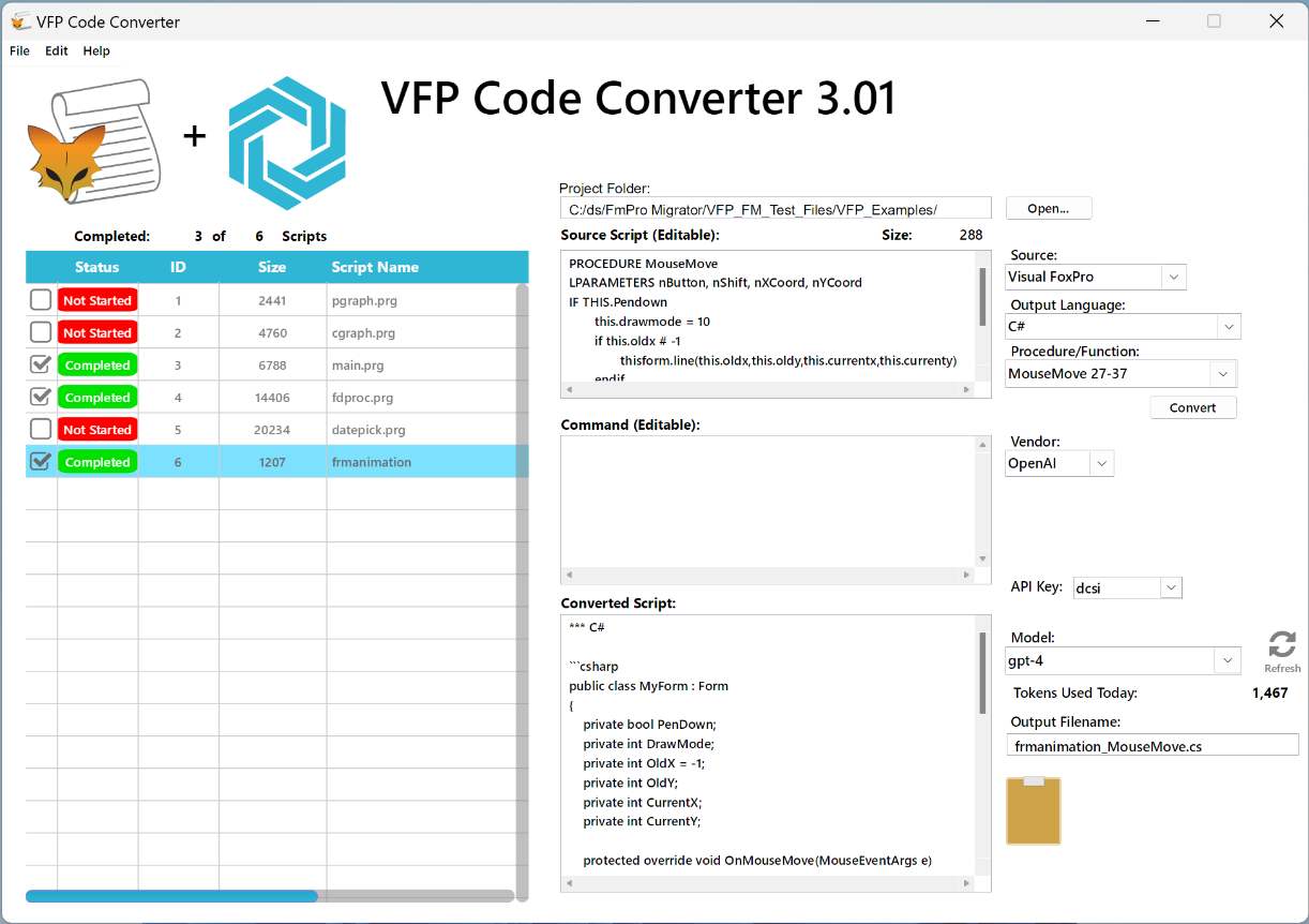 VFP Code Converter - VFP to C# Conversion with gpt-4
