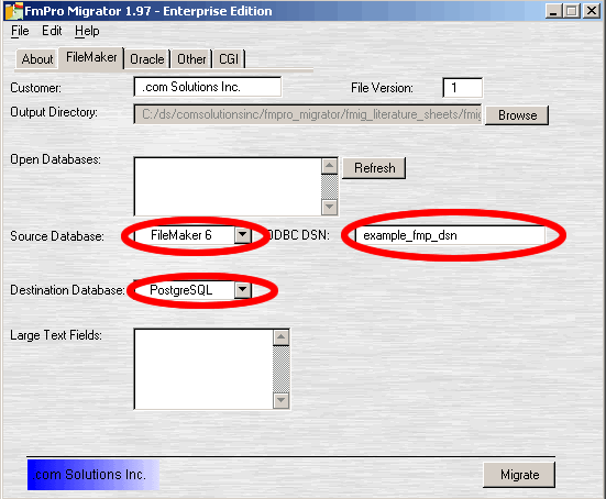 Figure 2 -  FileMaker Parameters