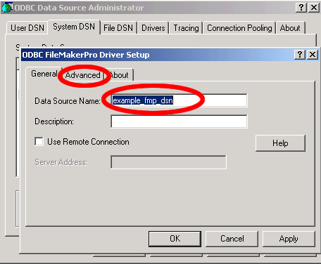 Figure 5 - Enter FileMaker ODBC DSN Name